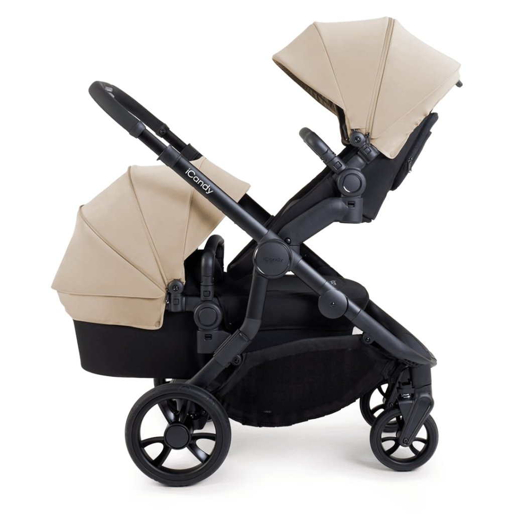 Bambinista-ICANDY-Travel-ICANDY Orange 4 Double Pushchair Bundle with Second Seat Fabric - Jet (Latte)