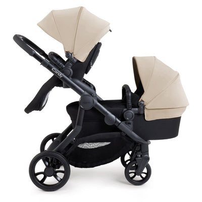 Bambinista-ICANDY-Travel-ICANDY Orange 4 Double Pushchair Bundle with Second Seat Fabric - Jet (Latte)