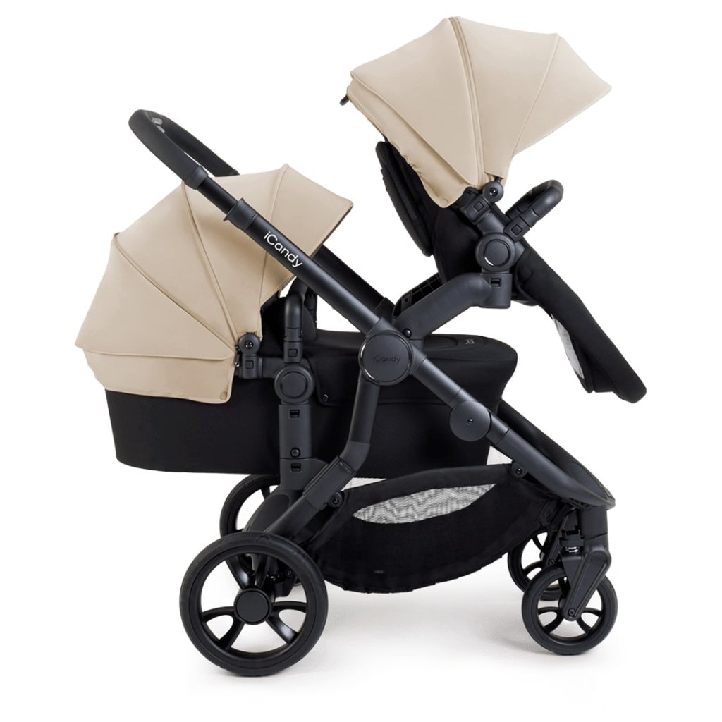 Bambinista-ICANDY-Travel-ICANDY Orange 4 Double Pushchair Bundle with Second Seat Fabric - Jet (Latte)