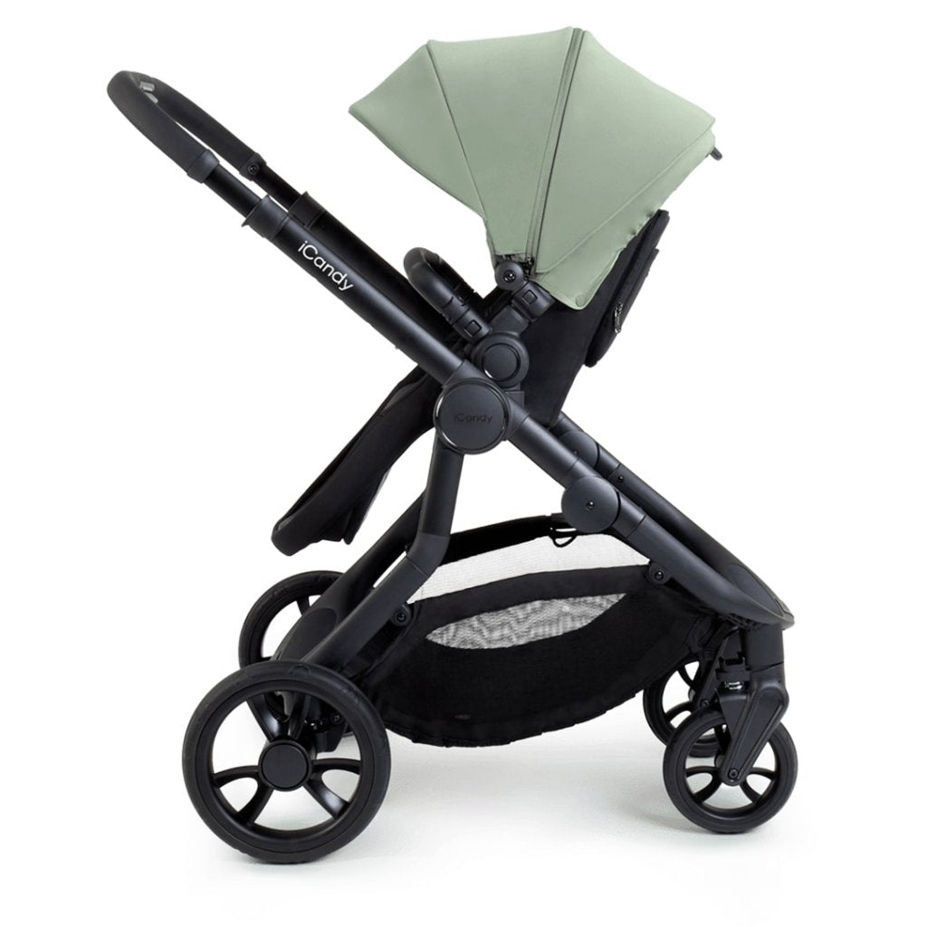 Bambinista-ICANDY-Travel-ICANDY Orange 4 Double Pushchair Bundle with Second Seat Fabric - Jet (Pistachio)