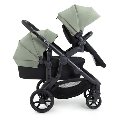 Bambinista-ICANDY-Travel-ICANDY Orange 4 Double Pushchair Bundle with Second Seat Fabric - Jet (Pistachio)