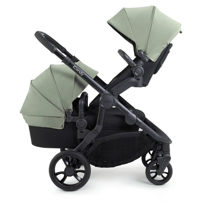 Bambinista-ICANDY-Travel-ICANDY Orange 4 Double Pushchair Bundle with Second Seat Fabric - Jet (Pistachio)