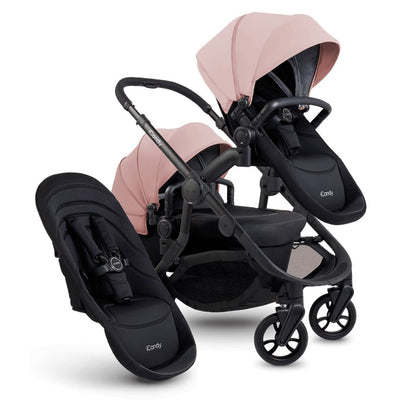 Bambinista-ICANDY-Travel-ICANDY Orange 4 Double Pushchair Bundle with Second Seat Fabric - Jet (Rose)