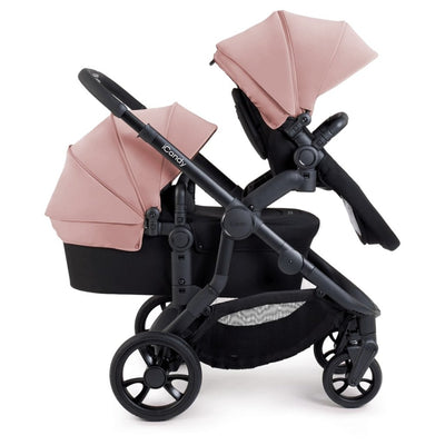 Bambinista-ICANDY-Travel-ICANDY Orange 4 Double Pushchair Bundle with Second Seat Fabric - Jet (Rose)