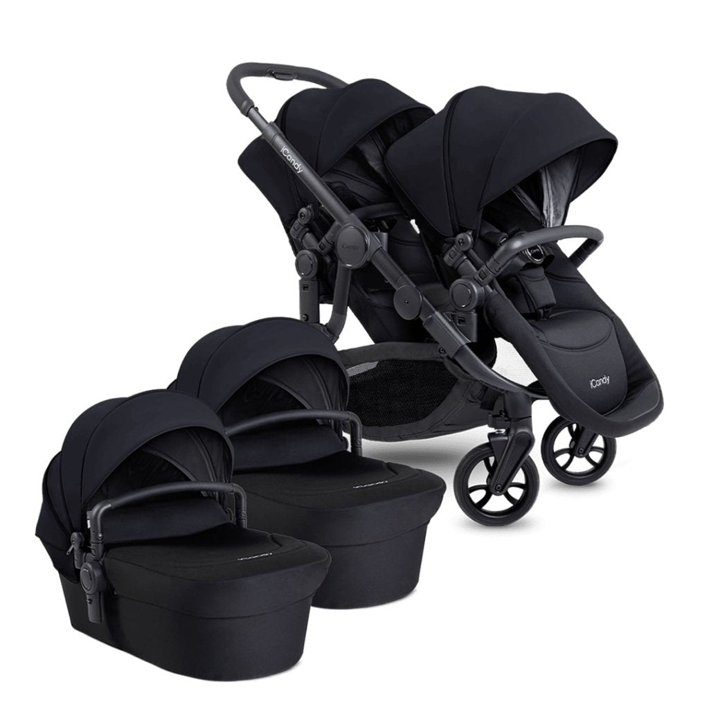 Bambinista-ICANDY-Travel-ICANDY Orange 4 Twin Complete Pushchair Bundle - Jet (Black Edition)