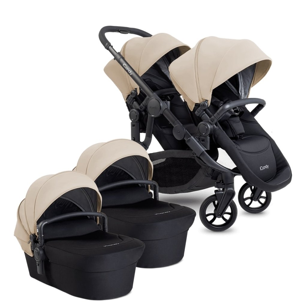 Bambinista-ICANDY-Travel-ICANDY Orange 4 Twin Complete Pushchair Bundle - Jet (Latte)