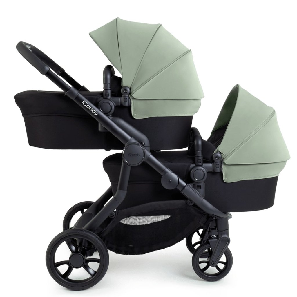 Bambinista-ICANDY-Travel-ICANDY Orange 4 Twin Complete Pushchair Bundle - Jet (Pistachio)