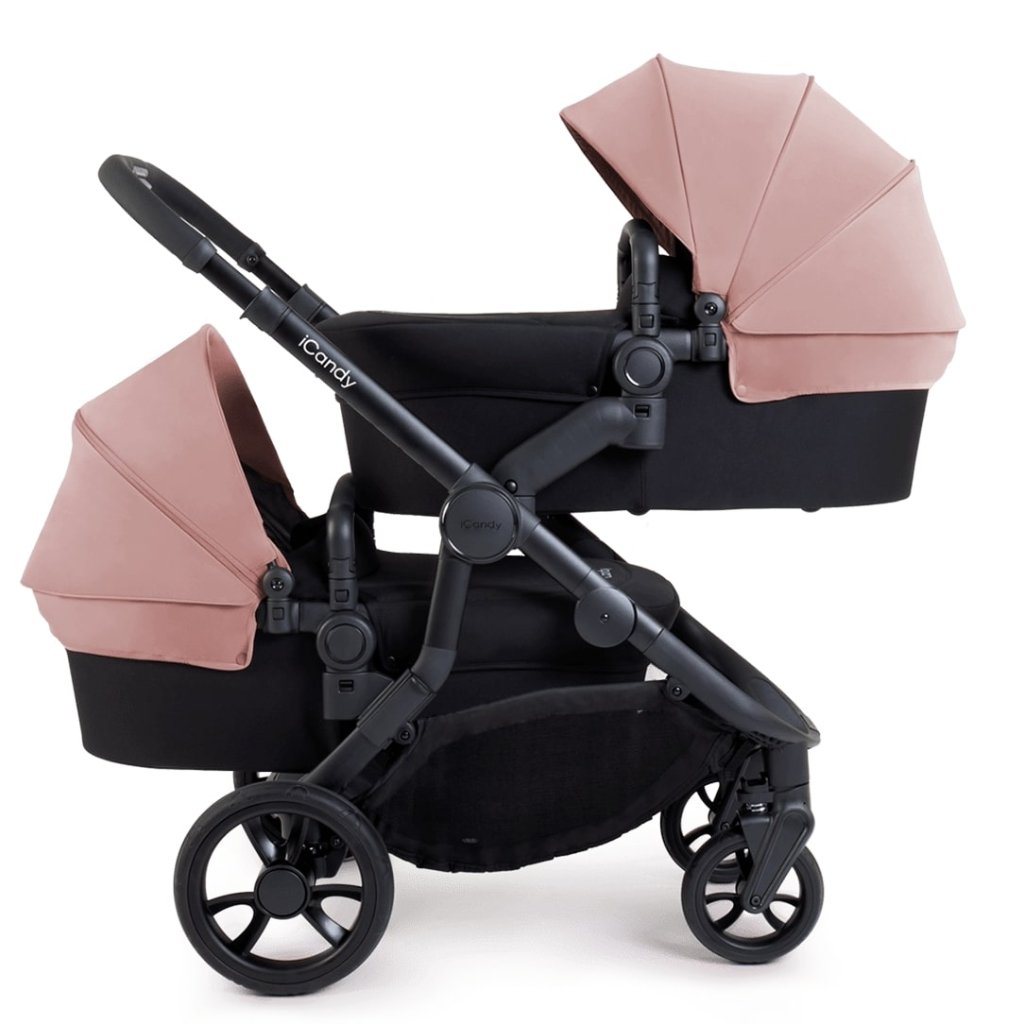 Bambinista-ICANDY-Travel-ICANDY Orange 4 Twin Complete Pushchair Bundle - Jet (Rose)