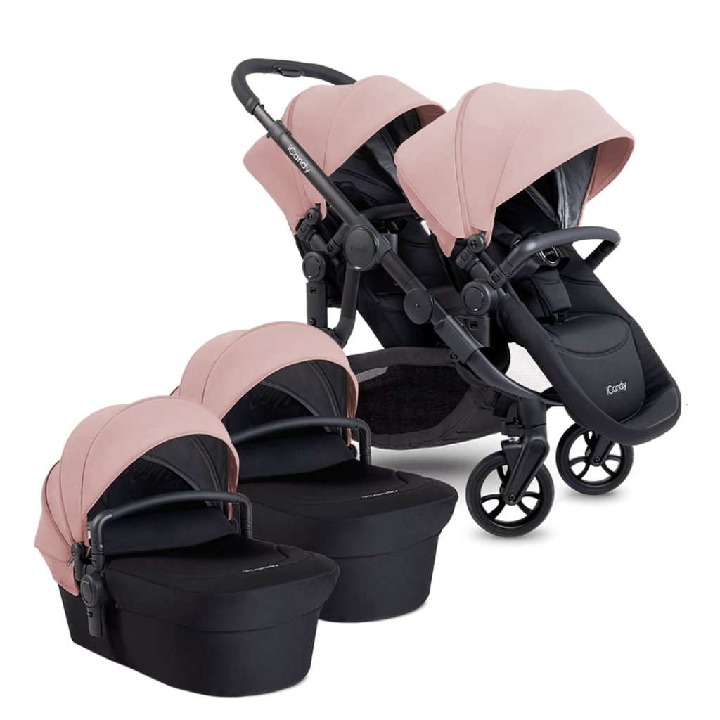 Bambinista-ICANDY-Travel-ICANDY Orange 4 Twin Complete Pushchair Bundle - Jet (Rose)