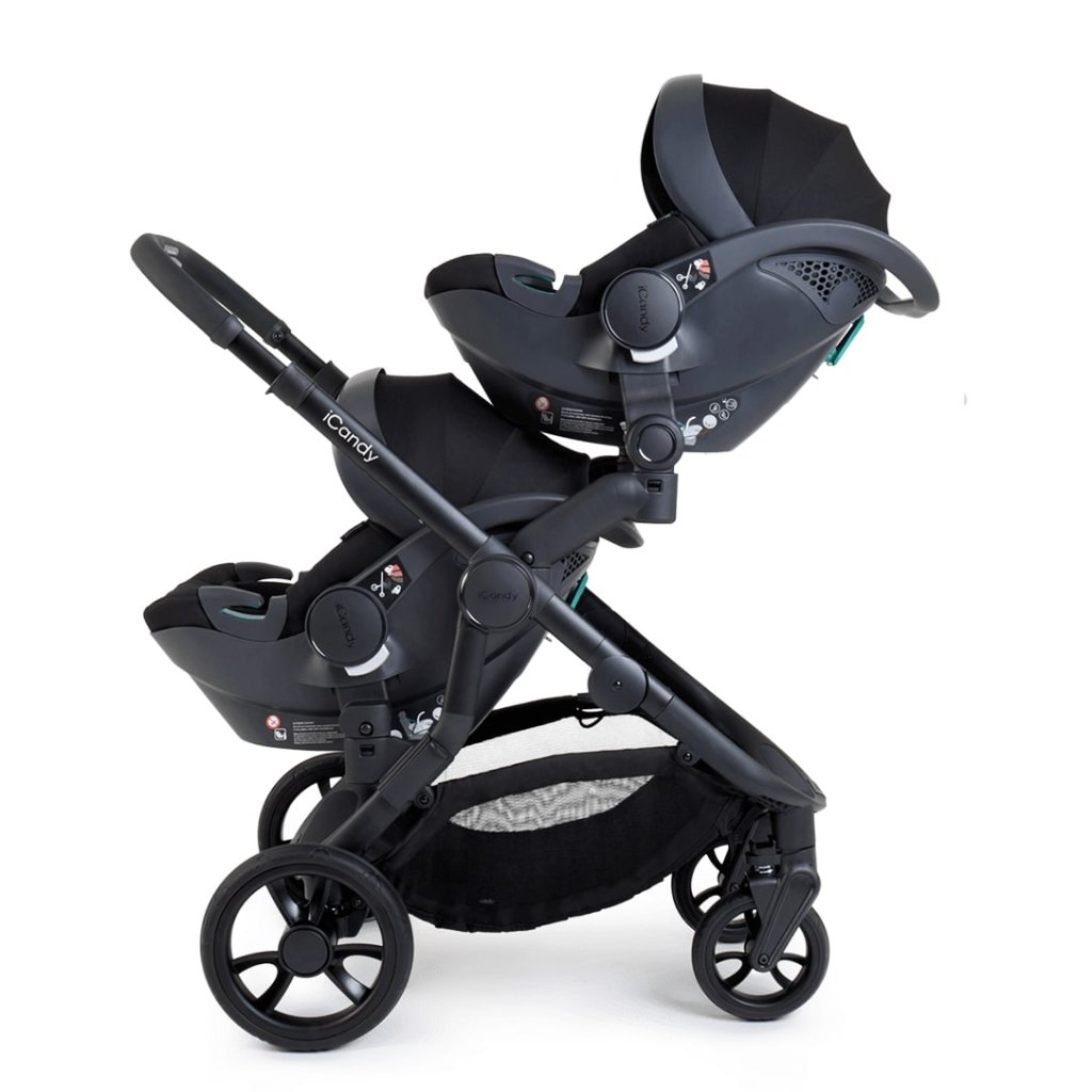 Bambinista-ICANDY-Travel-ICANDY Orange 4 Twin Travel system with COCOON car seat - Jet (Black Edition)