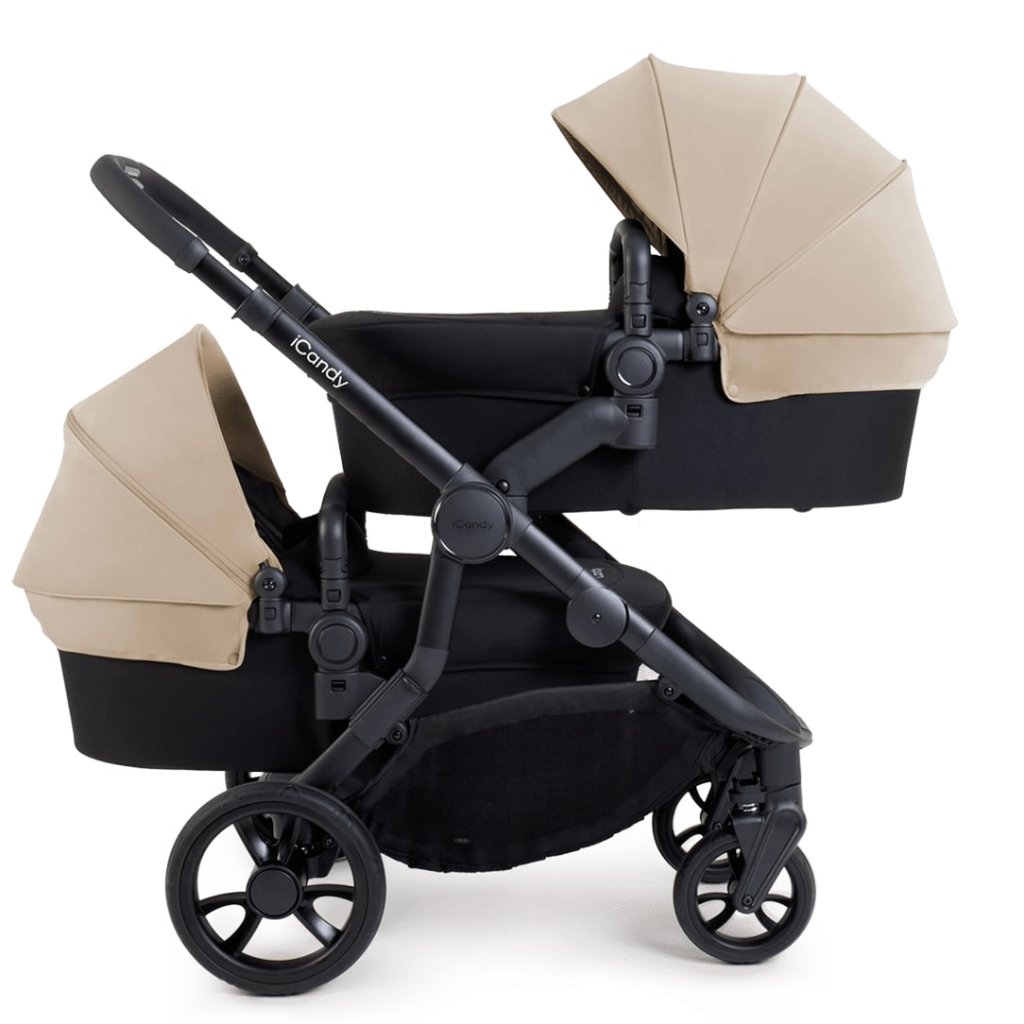 Bambinista-ICANDY-Travel-ICANDY Orange 4 Twin Travel system with COCOON car seat - Jet (Latte)