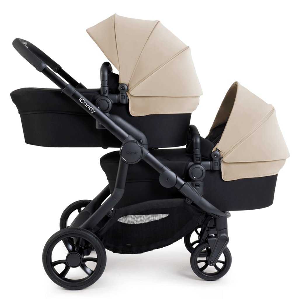 Bambinista-ICANDY-Travel-ICANDY Orange 4 Twin Travel system with COCOON car seat - Jet (Latte)