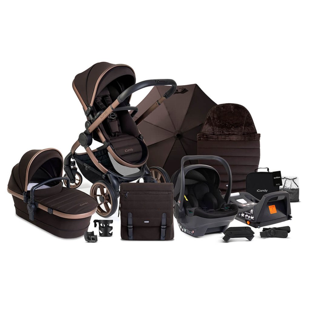 Bambinista - ICANDY - Travel Bundles - ICANDY Peach 7 Complete Bundle with Cocoon Car Seat & Base - Pecan