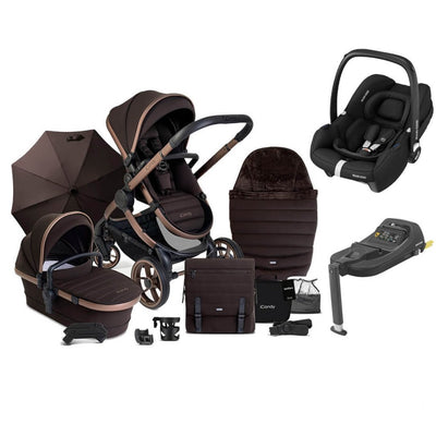 Bambinista - ICANDY - Travel Bundles - ICANDY Peach 7 Complete Travel System with Maxi Cosi Cabriofix Car Seat - Pecan (Special Edition)