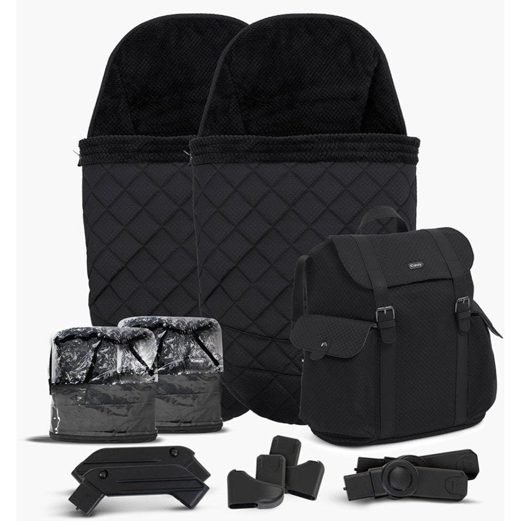 Bambinista-ICANDY-Travel-ICANDY Peach 7 Designer Collection Cerium Twin Complete Bundle - Black