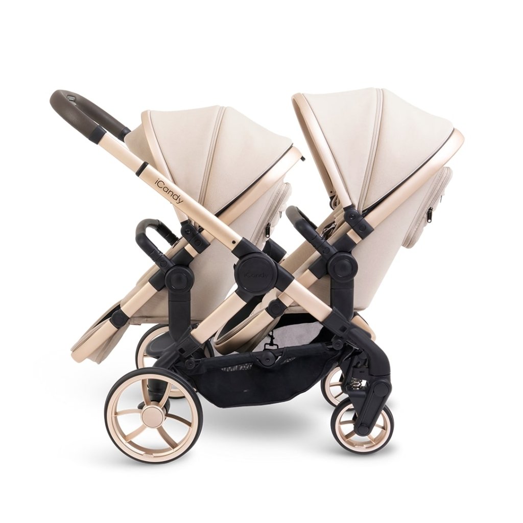 Bambinista - ICANDY - Travel - ICANDY Peach 7 Double Pushchair and Carrycot Combo Set - Biscotti