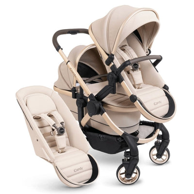 Bambinista - ICANDY - Travel Bundles - ICANDY Peach 7 Double Pushchair and Carrycot Combo Set - Biscotti