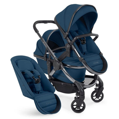 Bambinista-ICANDY-Travel-ICANDY Peach 7 Double Pushchair and Carrycot Combo Set - Cobalt