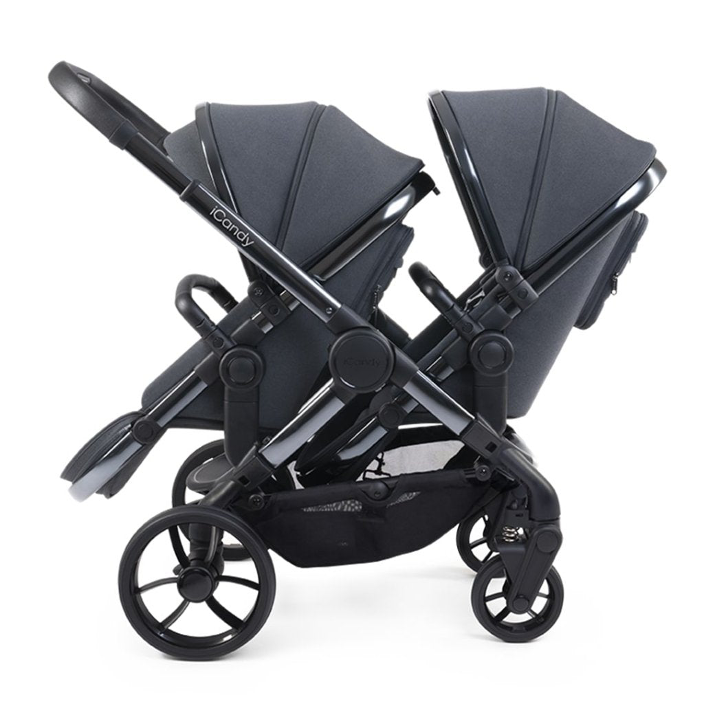 Bambinista - ICANDY - Travel - ICANDY Peach 7 Double Pushchair and Carrycot Combo Set - Dark Grey