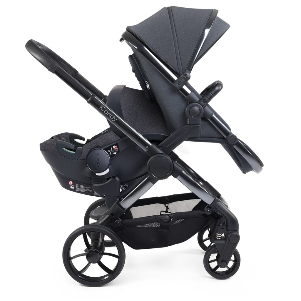 Bambinista - ICANDY - Travel - ICANDY Peach 7 Double Pushchair and Carrycot Combo Set - Dark Grey