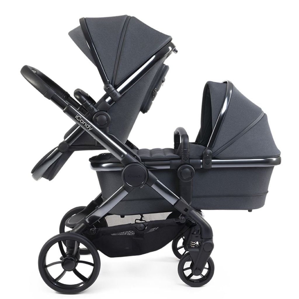 Bambinista - ICANDY - Travel - ICANDY Peach 7 Double Pushchair and Carrycot Combo Set - Dark Grey