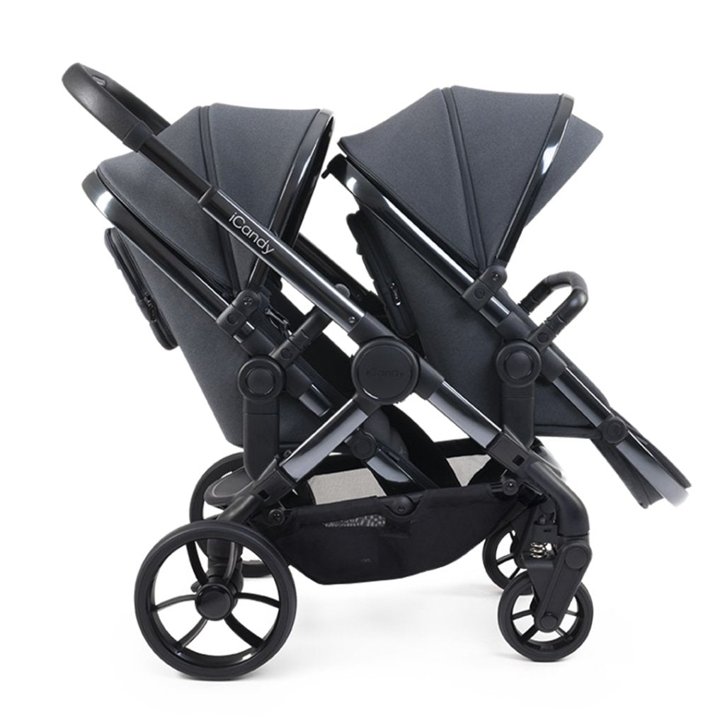 Bambinista - ICANDY - Travel - ICANDY Peach 7 Double Pushchair and Carrycot Combo Set - Dark Grey