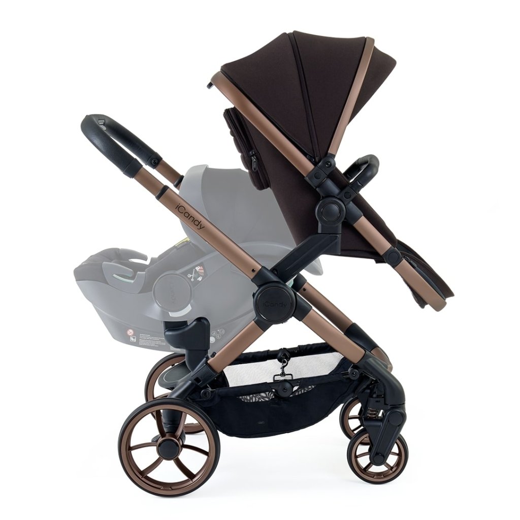 Bambinista - ICANDY - Travel Bundles - ICANDY Peach 7 Double Pushchair and Carrycot Combo Set - Pecan