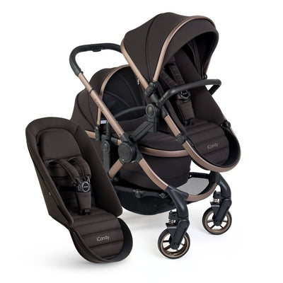 Bambinista - ICANDY - Travel Bundles - ICANDY Peach 7 Double Pushchair and Carrycot Combo Set - Pecan