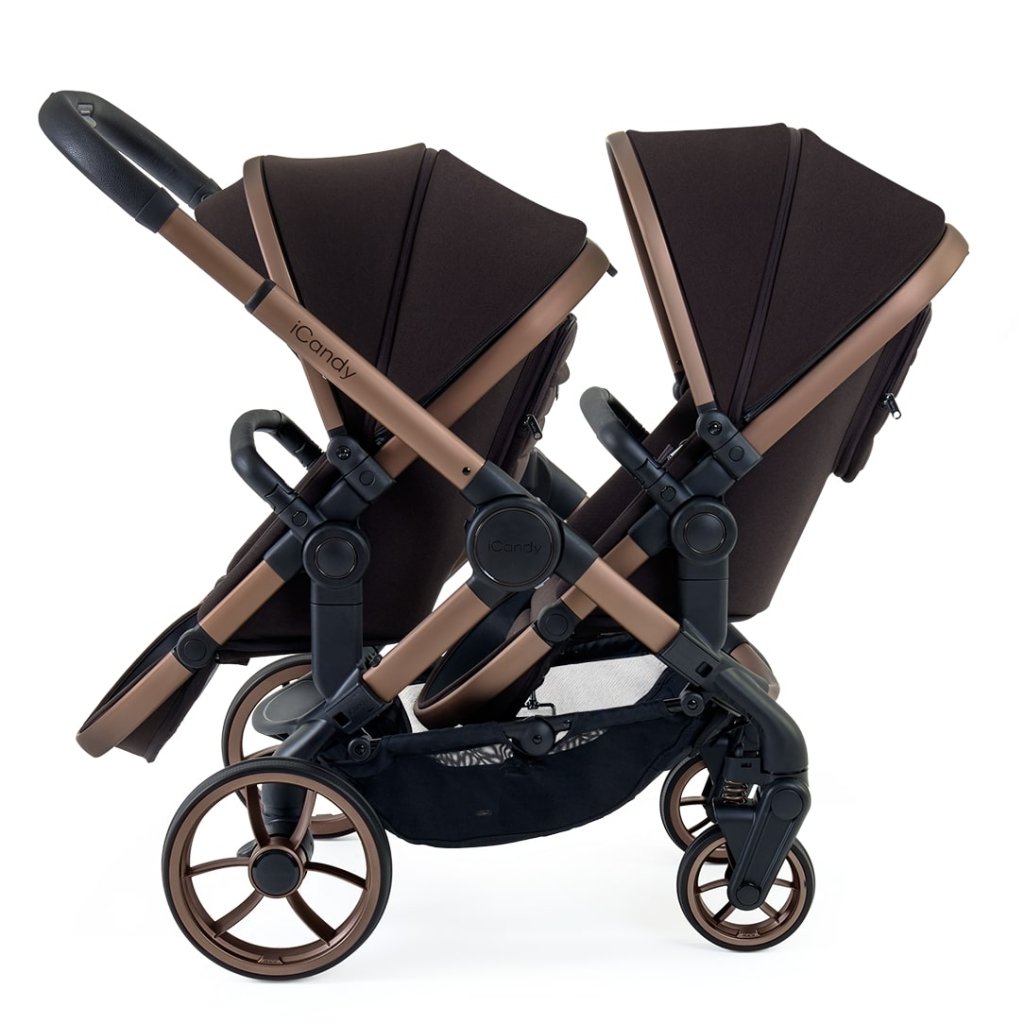 Bambinista - ICANDY - Travel Bundles - ICANDY Peach 7 Double Pushchair and Carrycot Combo Set - Pecan