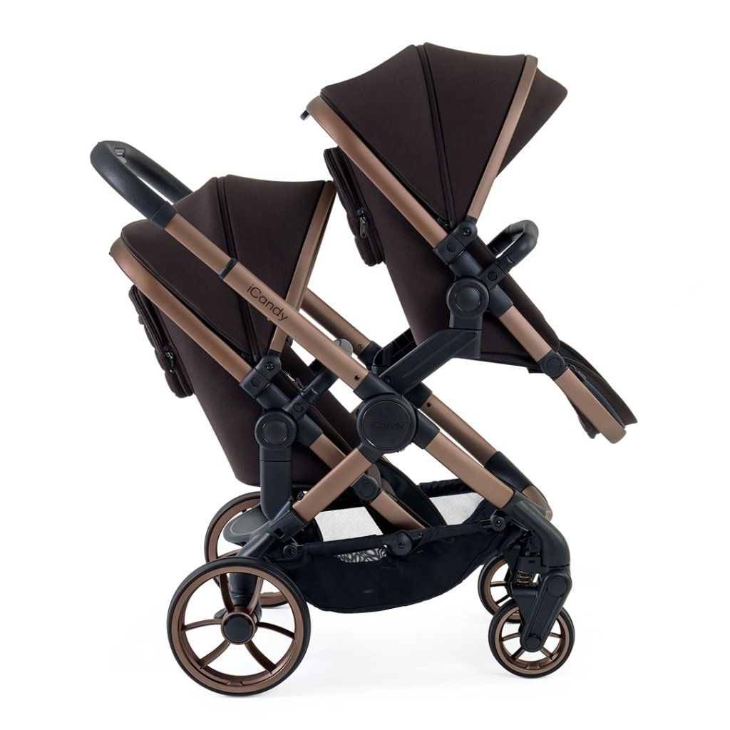 Bambinista - ICANDY - Travel Bundles - ICANDY Peach 7 Double Pushchair and Carrycot Combo Set - Pecan