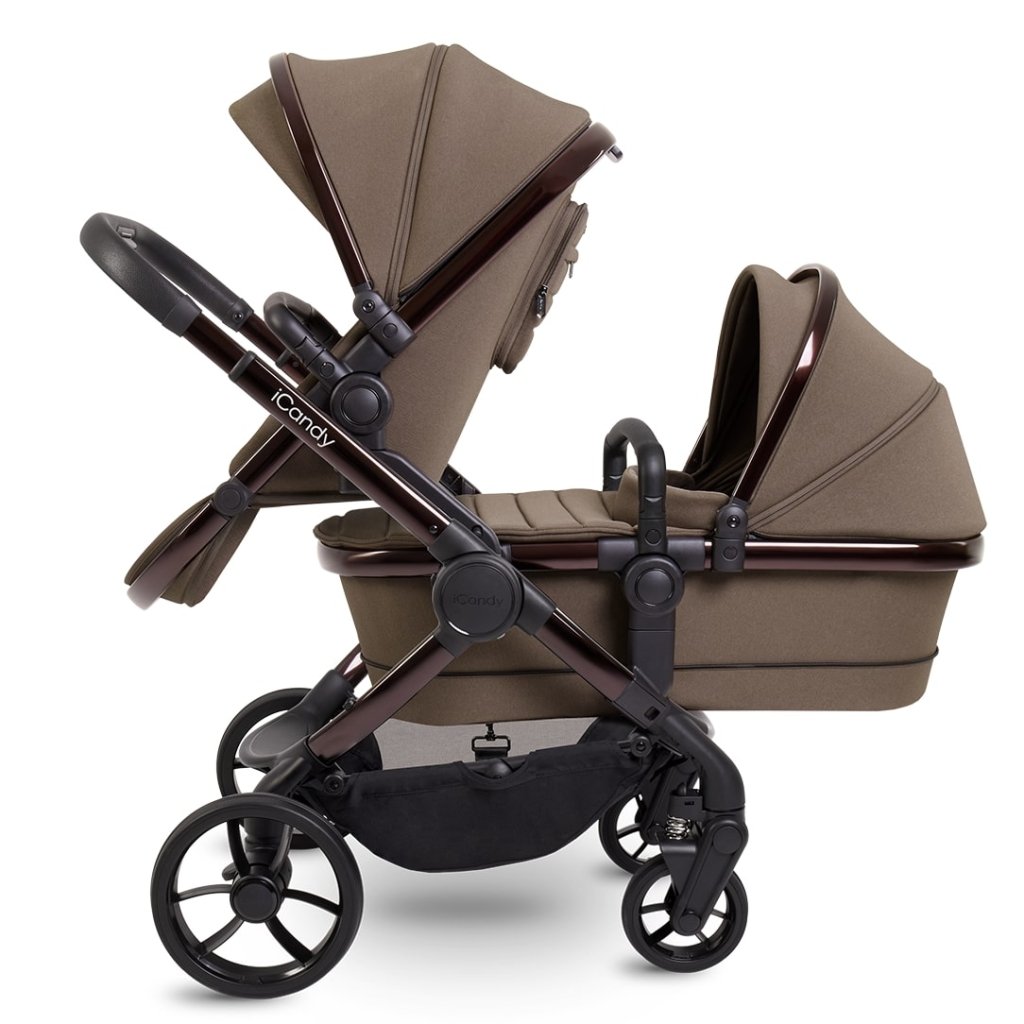 Bambinista - ICANDY - Travel - ICANDY Peach 7 Double Pushchair and Carrycot Complete Bundle Set - Coco