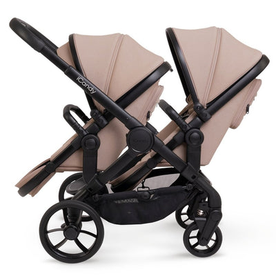 Bambinista - ICANDY - Travel - ICANDY Peach 7 Double Pushchair and Carrycot Complete Bundle Set - Jet (Cookie)