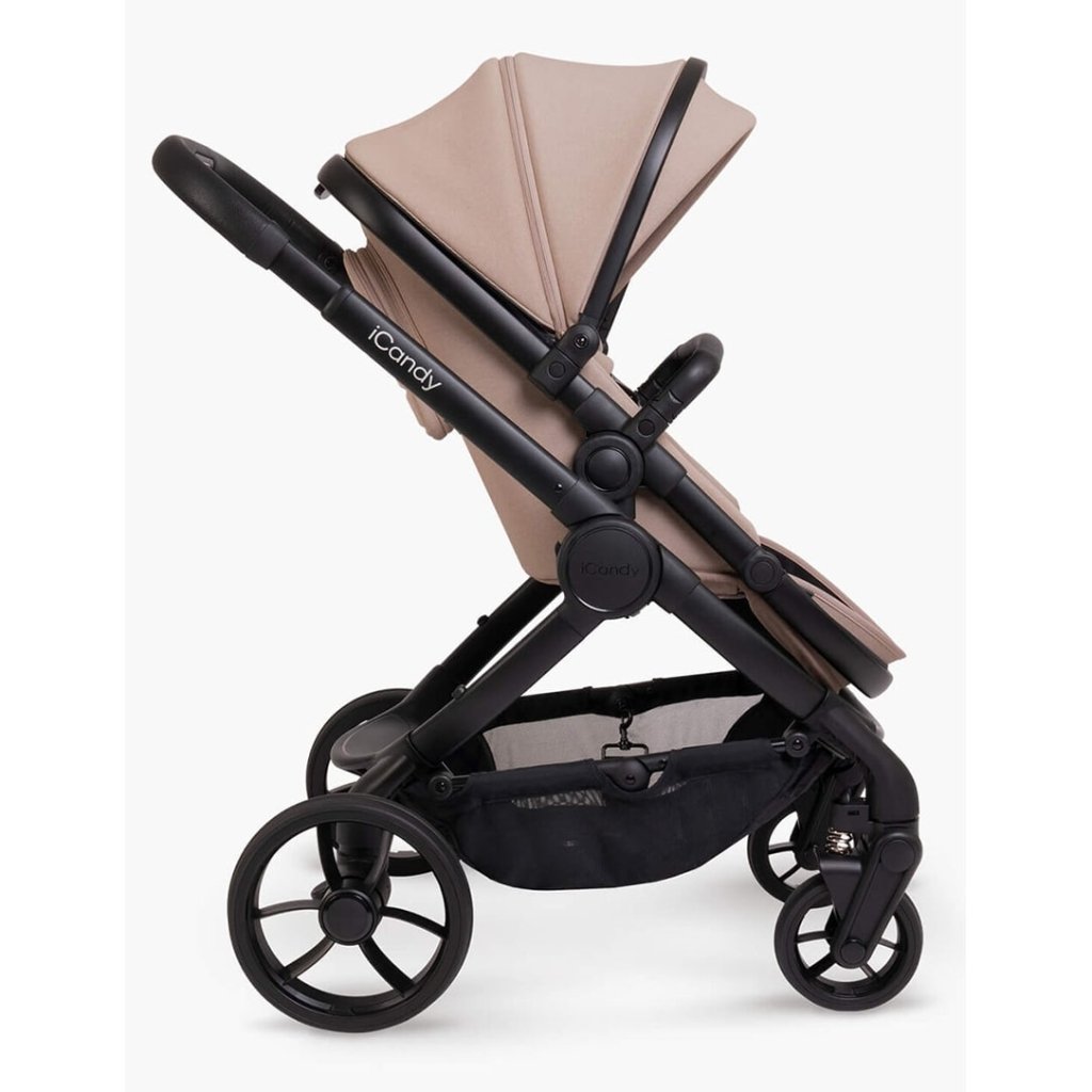 Bambinista-ICANDY-Travel-ICANDY Peach 7 Double Pushchair and Carrycot Complete Bundle Set - Jet (Cookie)