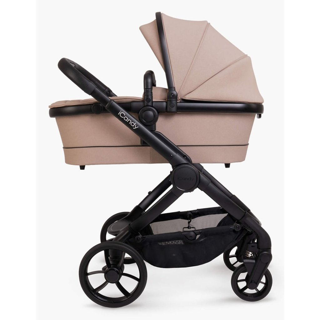 Bambinista-ICANDY-Travel-ICANDY Peach 7 Double Pushchair and Carrycot Complete Bundle Set - Jet (Cookie)