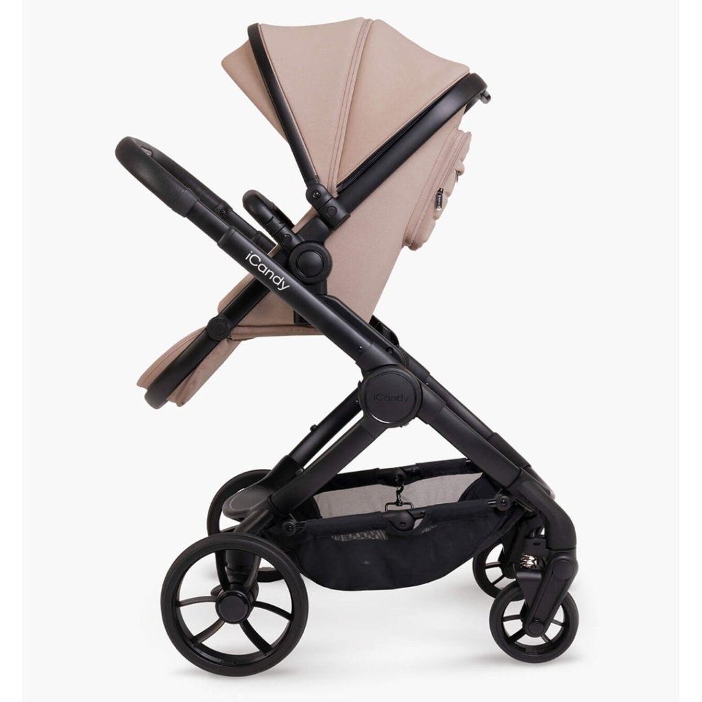 Bambinista-ICANDY-Travel-ICANDY Peach 7 Double Pushchair and Carrycot Complete Bundle Set - Jet (Cookie)