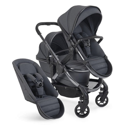 Bambinista-ICANDY-Travel-ICANDY Peach 7 Double Pushchair and Carrycot Complete Bundle Set - Phantom (Dark Grey)