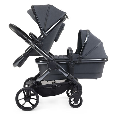 Bambinista - ICANDY - Travel - ICANDY Peach 7 Double Pushchair and Carrycot Complete Bundle Set - Phantom (Dark Grey)