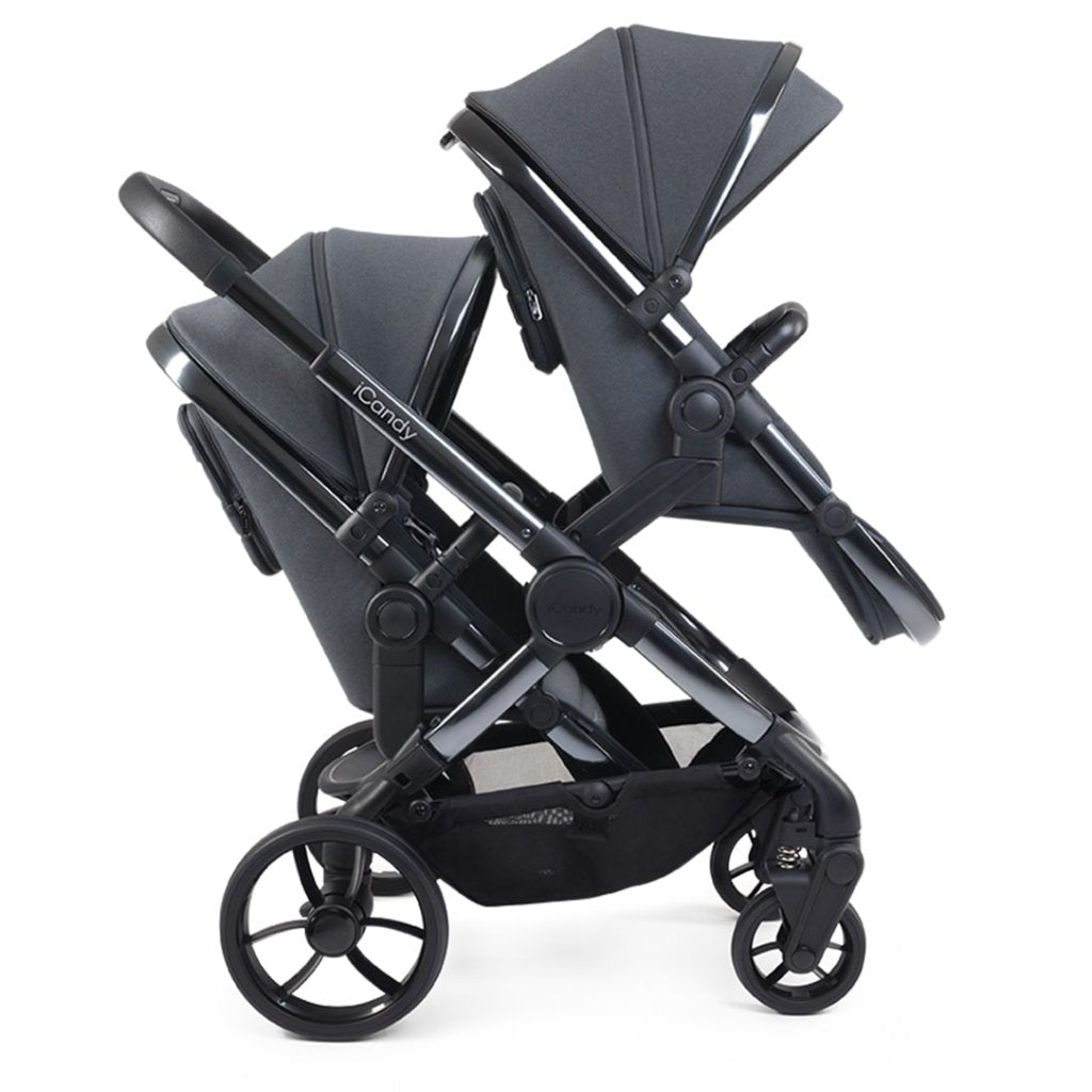 Bambinista - ICANDY - Travel - ICANDY Peach 7 Double Pushchair and Carrycot Complete Bundle Set - Truffle