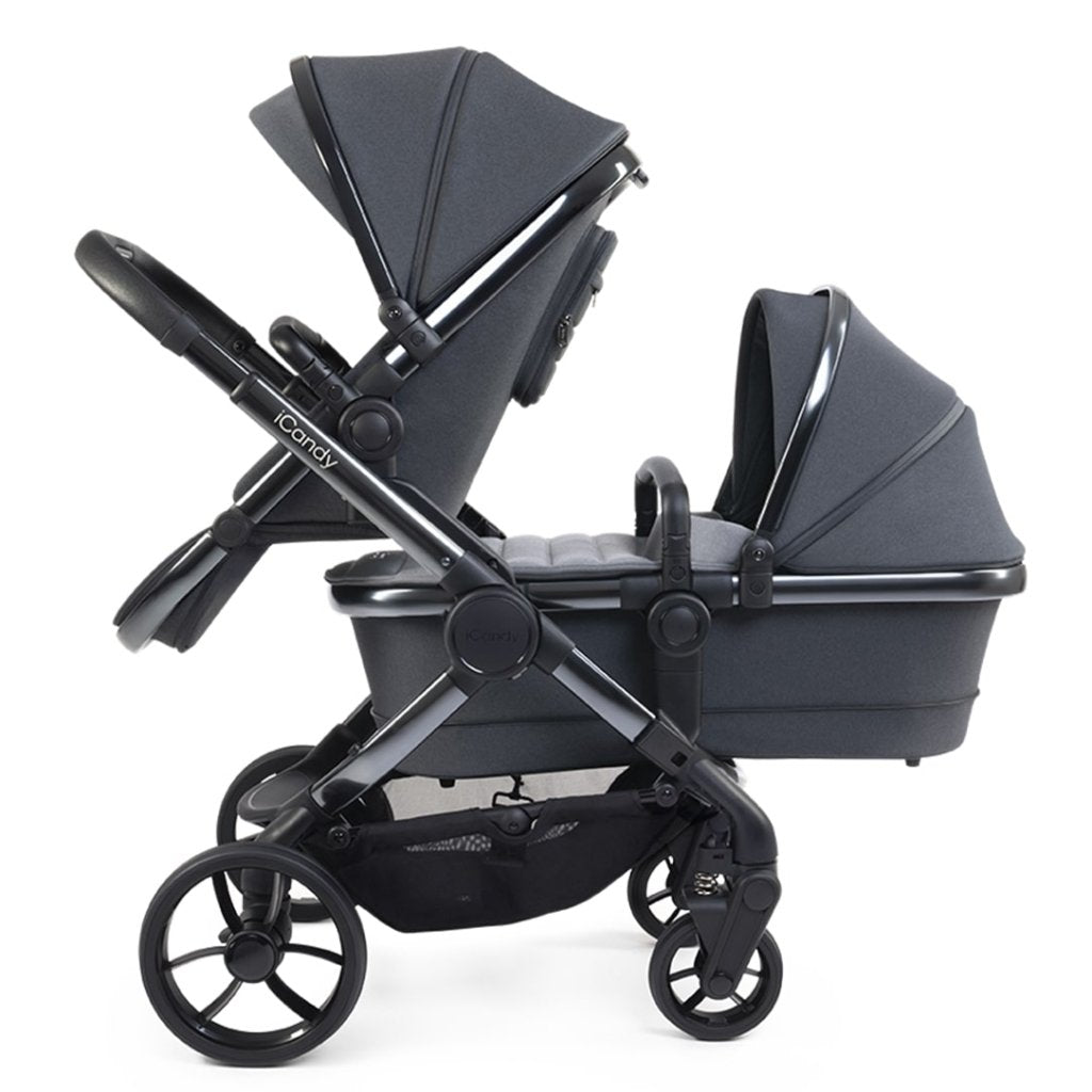 Bambinista - ICANDY - Travel - ICANDY Peach 7 Double Pushchair and Carrycot Complete Bundle Set - Truffle