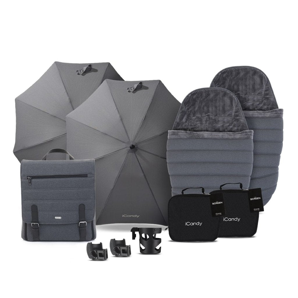 Bambinista - ICANDY - Travel - ICANDY Peach 7 Twin Complete Bundle - Dark Grey