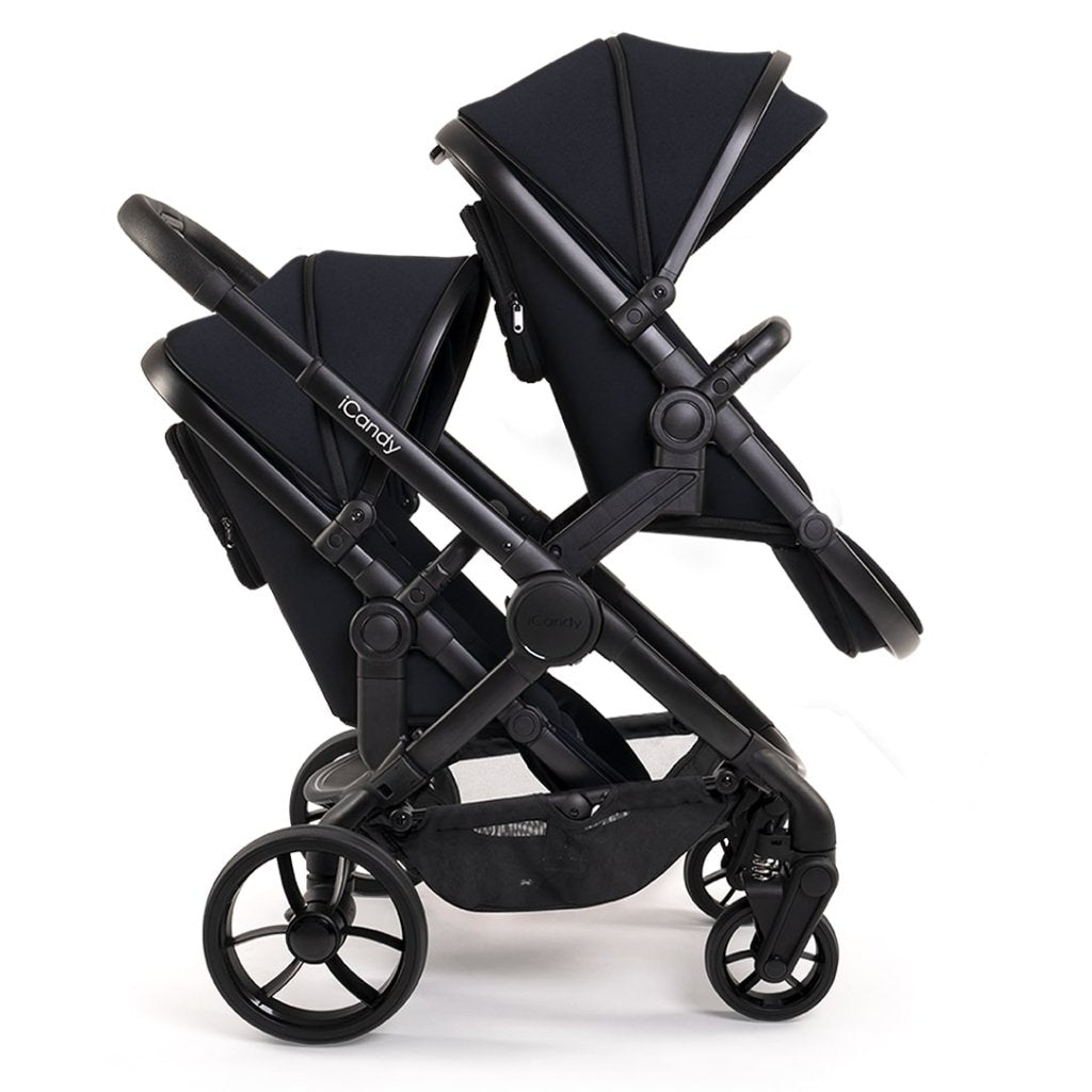 Bambinista - ICANDY - Travel - ICANDY Peach 7 Twin Pushchair and Carrycot Combo Set - Black Edition