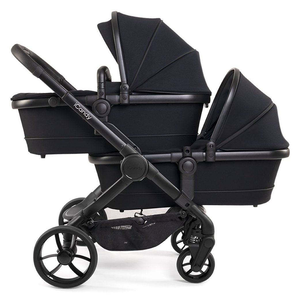 Bambinista - ICANDY - Travel - ICANDY Peach 7 Twin Pushchair and Carrycot Combo Set - Black Edition