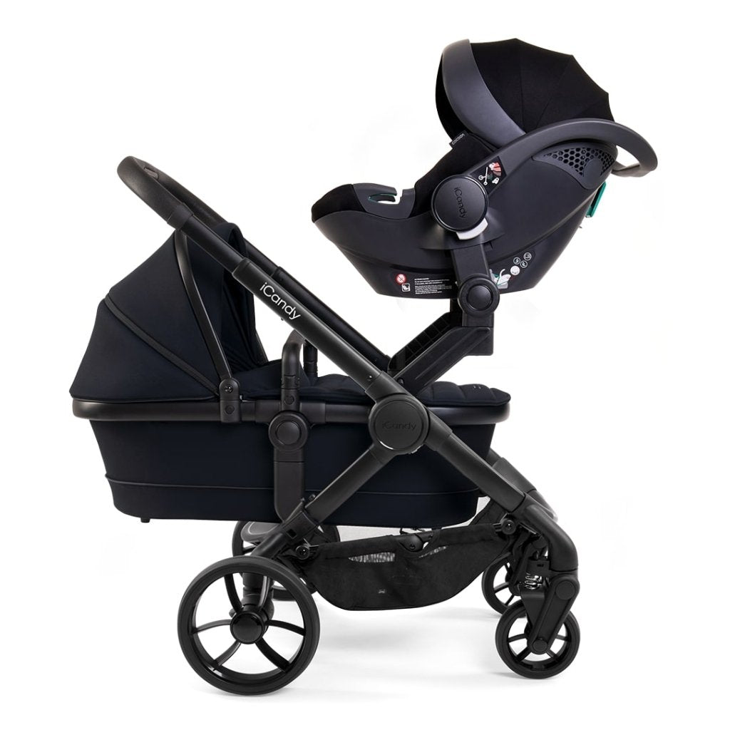 Bambinista - ICANDY - Travel - ICANDY Peach 7 Twin Pushchair and Carrycot Combo Set - Black Edition