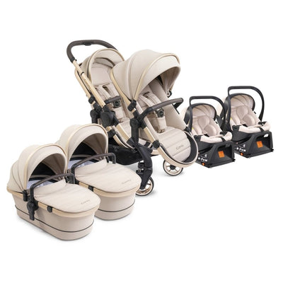 Bambinista - ICANDY - Travel - ICANDY Peach 7 Twin Pushchair and Carrycot Combo Set - Blonde (Biscotti)