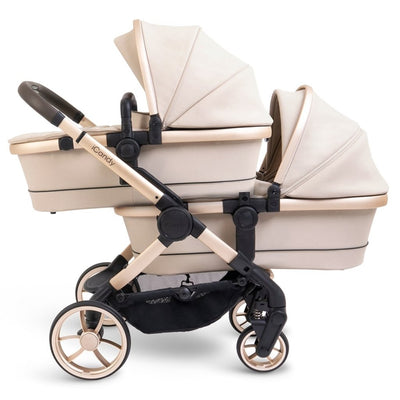 Bambinista - ICANDY - Travel - ICANDY Peach 7 Twin Pushchair and Carrycot Combo Set - Blonde (Biscotti)