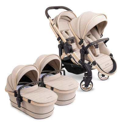 Bambinista-ICANDY-Travel-ICANDY Peach 7 Twin Pushchair and Carrycot Combo Set - Blonde (Biscotti)