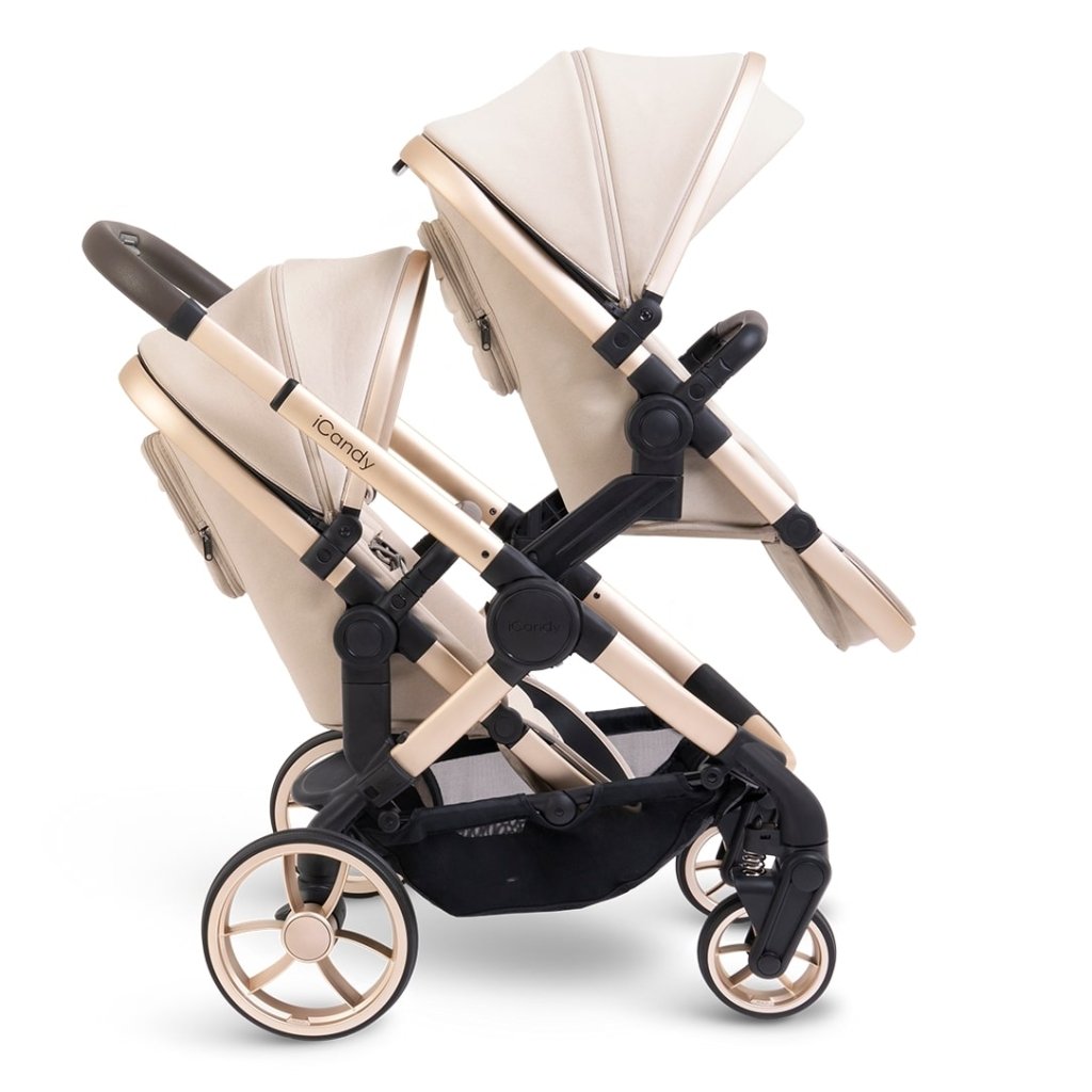 Bambinista - ICANDY - Travel - ICANDY Peach 7 Twin Pushchair and Carrycot Combo Set - Blonde (Biscotti)