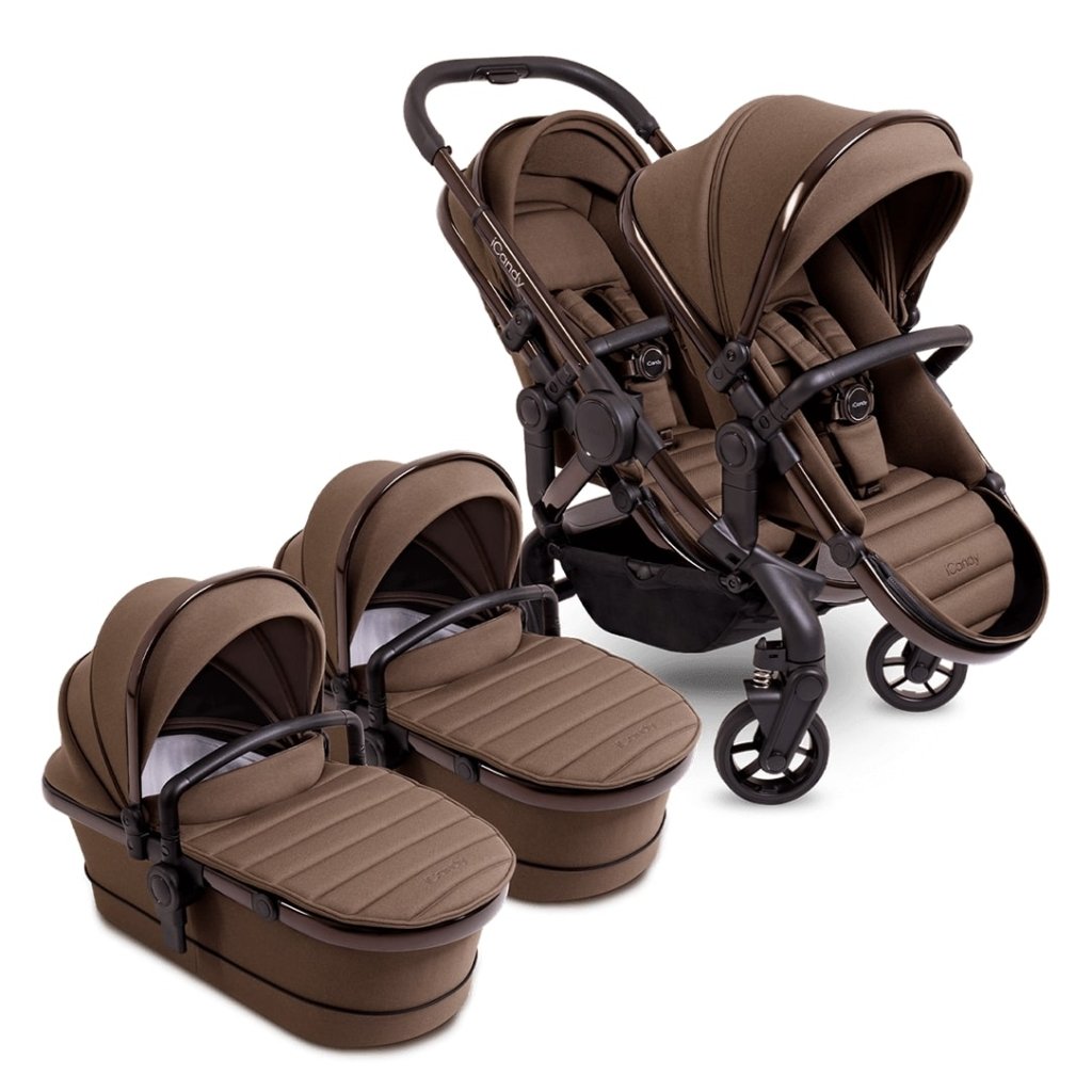 Bambinista-ICANDY-Travel-ICANDY Peach 7 Twin Pushchair and Carrycot Combo Set - Coco