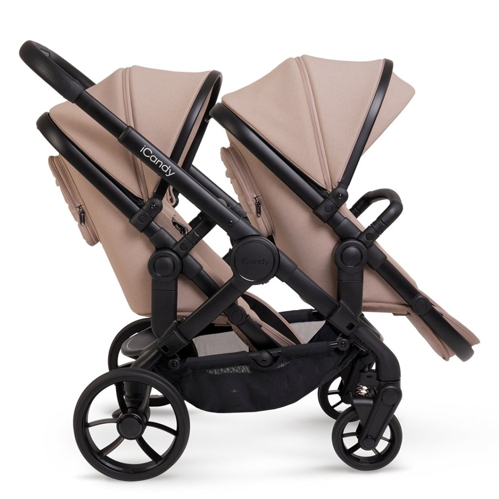 Bambinista - ICANDY - Travel - ICANDY Peach 7 Twin Pushchair and Carrycot Combo Set - Jet (Cookie)