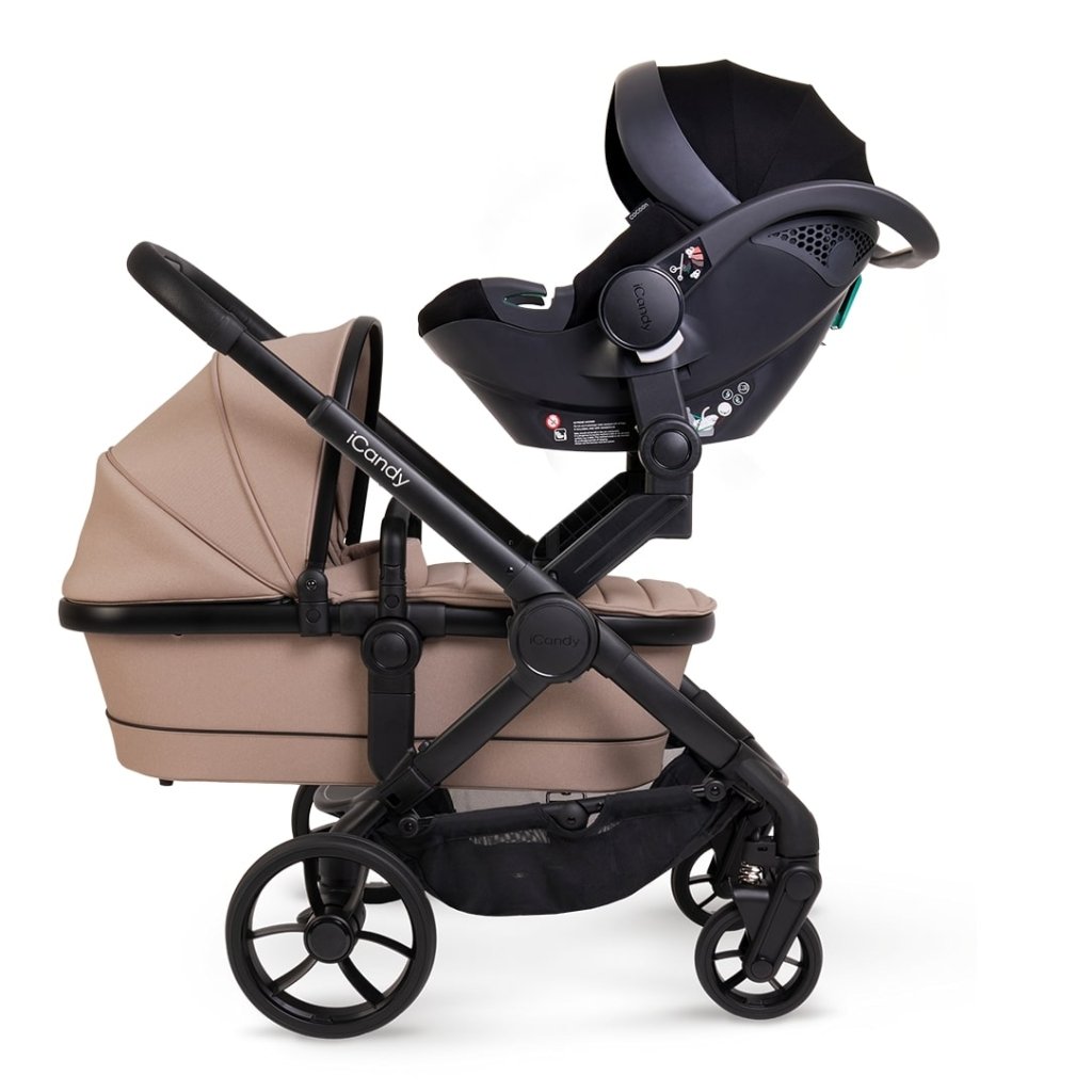 Bambinista - ICANDY - Travel - ICANDY Peach 7 Twin Pushchair and Carrycot Combo Set - Jet (Cookie)